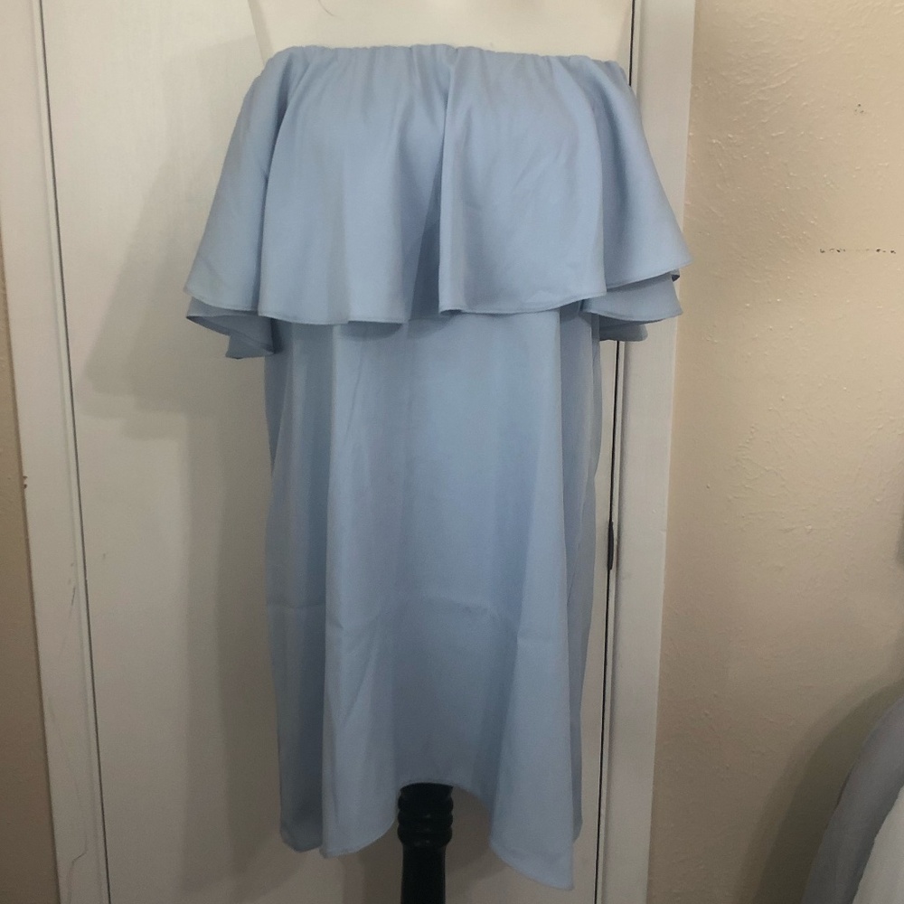 TOPSHOP Blue strapless minidress